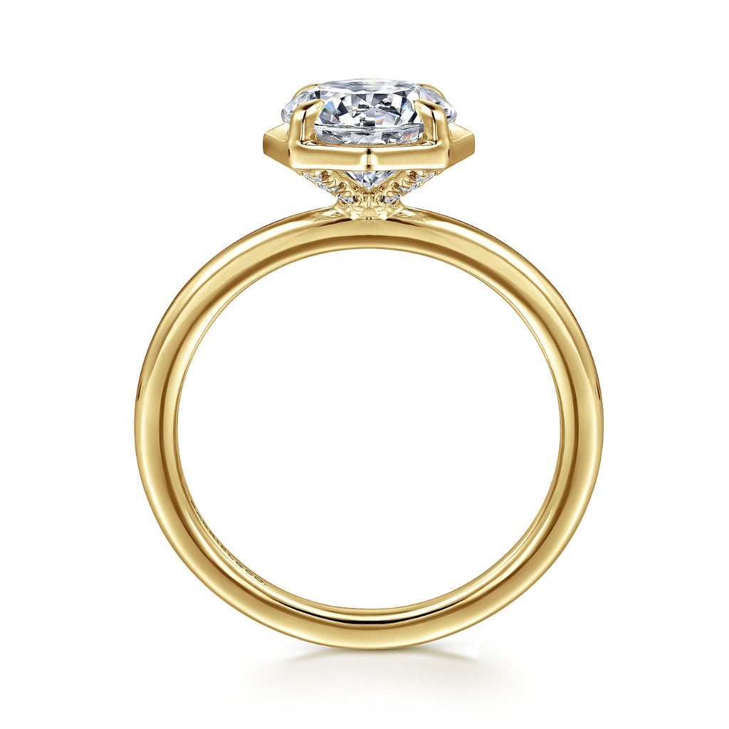 Cassi - 14K Yellow Gold Round Semi Mount Engagement Ring