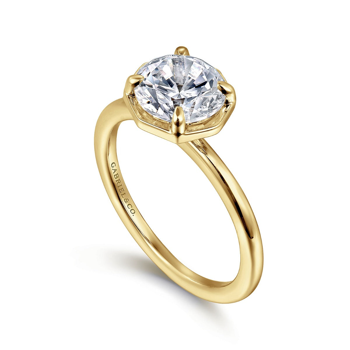 Cassi - 14K Yellow Gold Round Semi Mount Engagement Ring