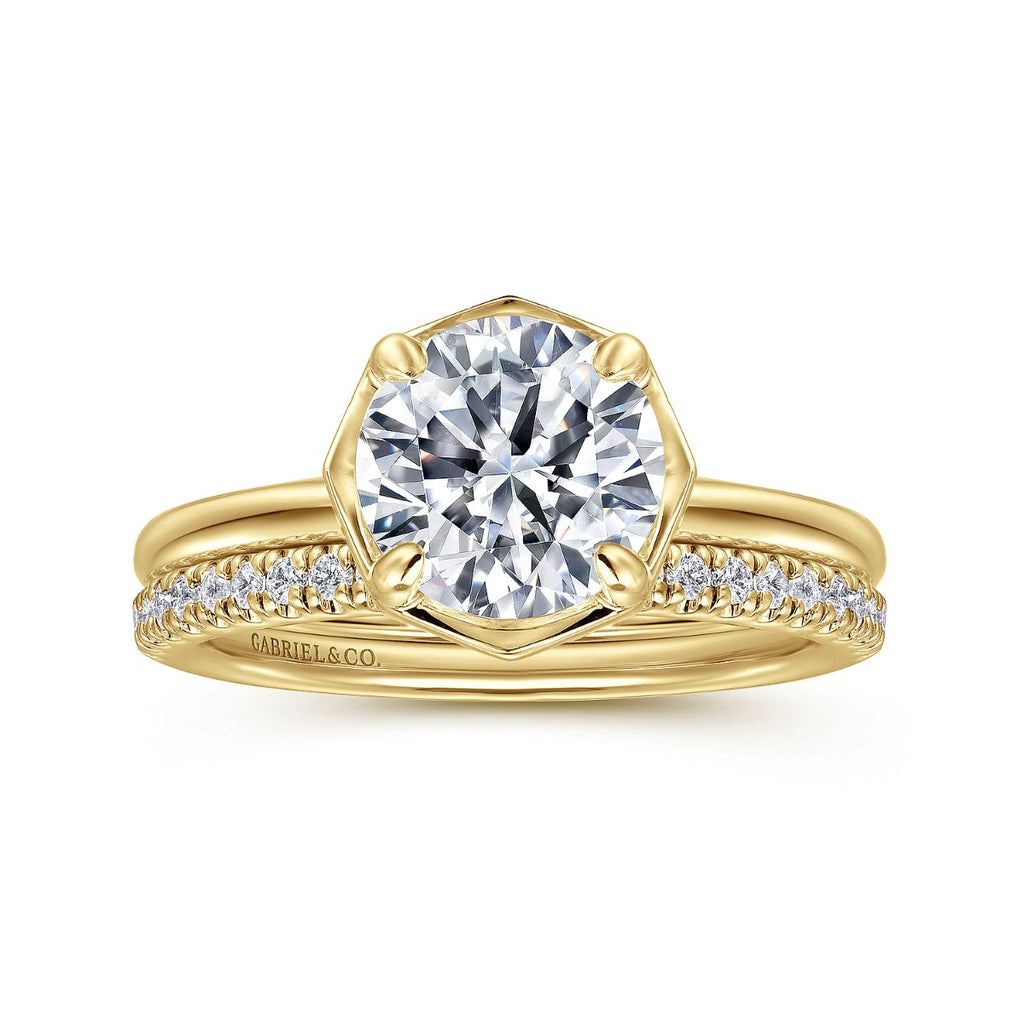 Cassi - 14K Yellow Gold Round Semi Mount Engagement Ring