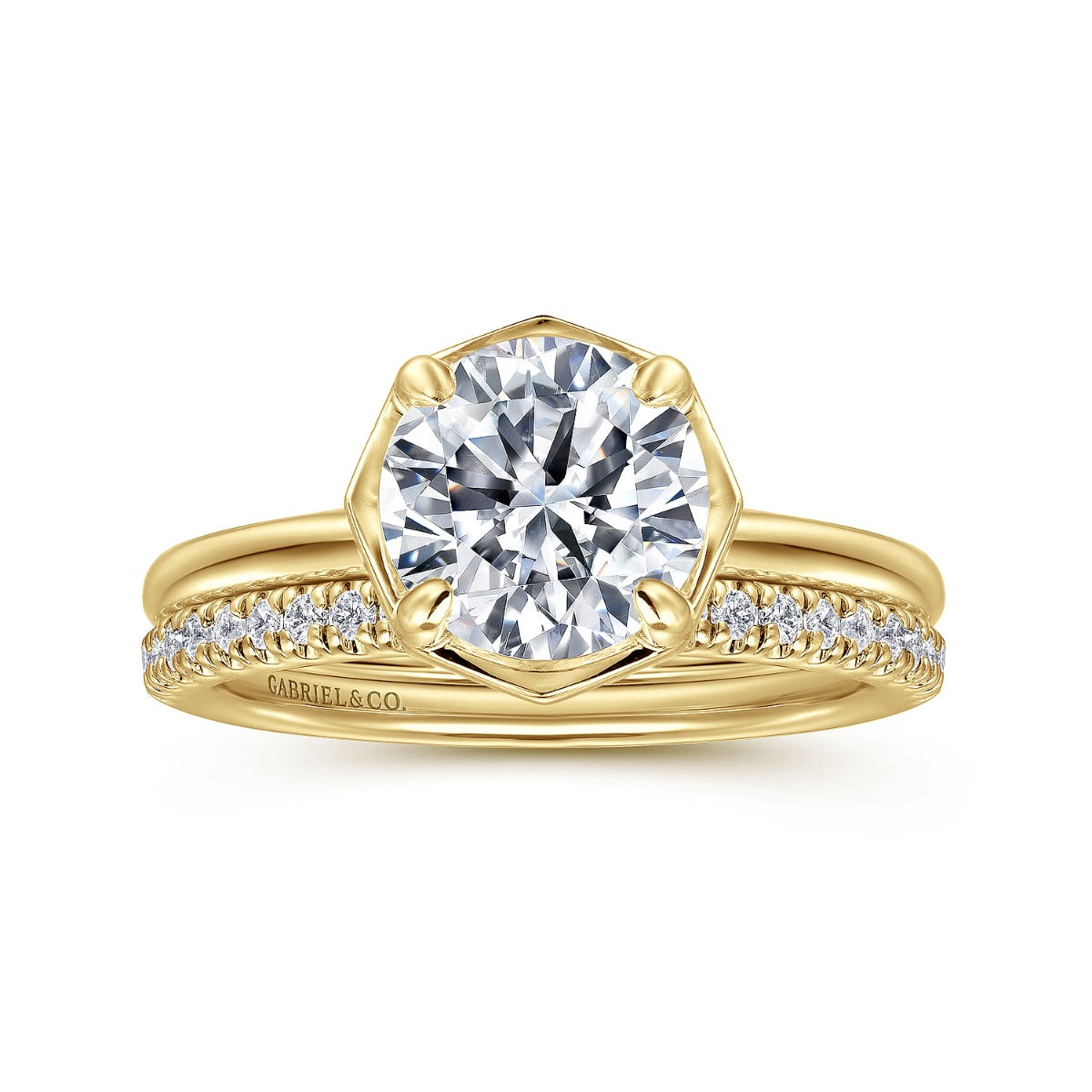 Cassi - 14K Yellow Gold Round Semi Mount Engagement Ring