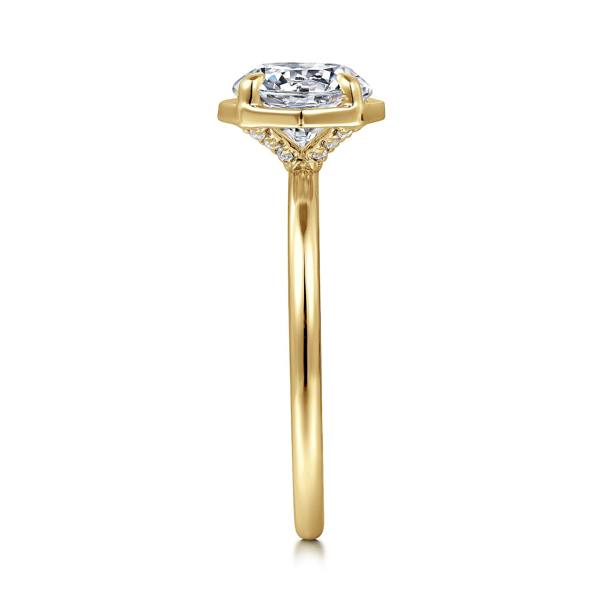 Cassi - 14K Yellow Gold Round Semi Mount Engagement Ring