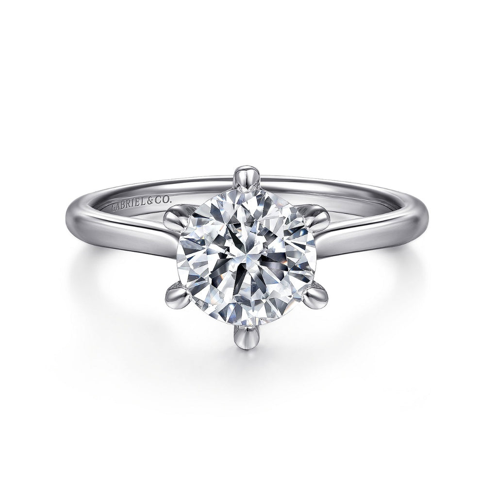 Anne - 14K White Gold Round Solitaire Semi-Mount Ring