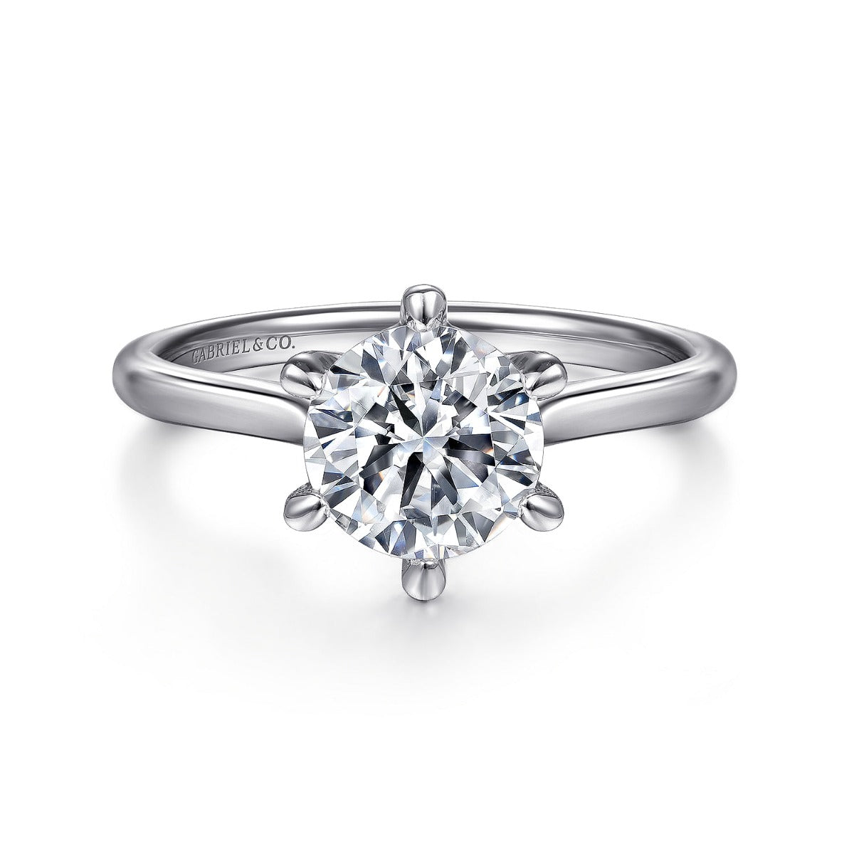 Anne - 14K White Gold Round Solitaire Semi-Mount Ring