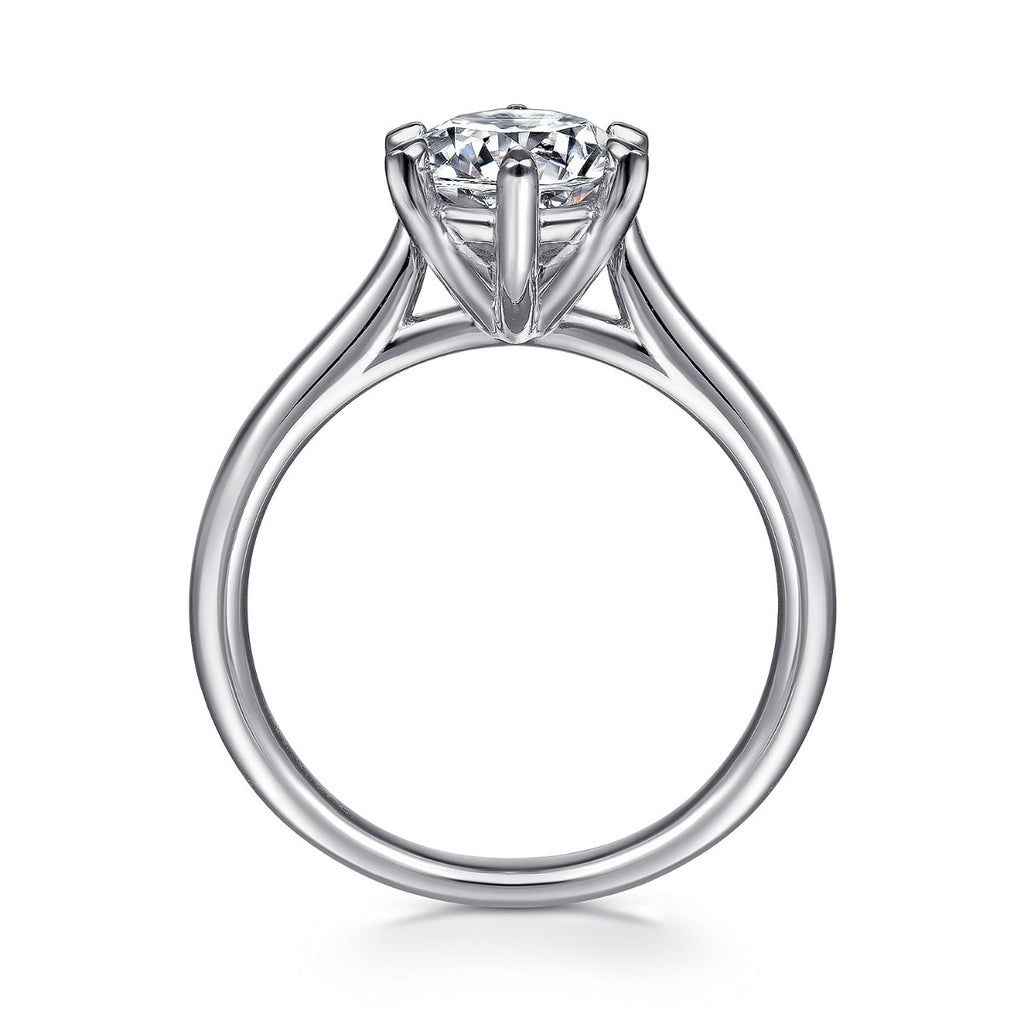 Anne - 14K White Gold Round Solitaire Semi-Mount Ring