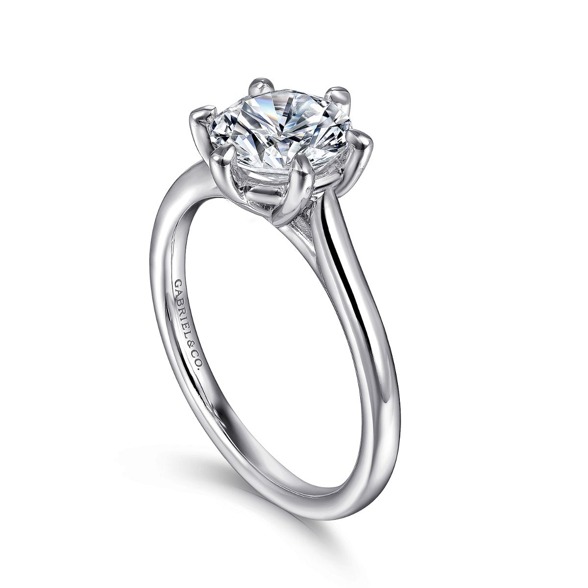 Anne - 14K White Gold Round Solitaire Semi-Mount Ring