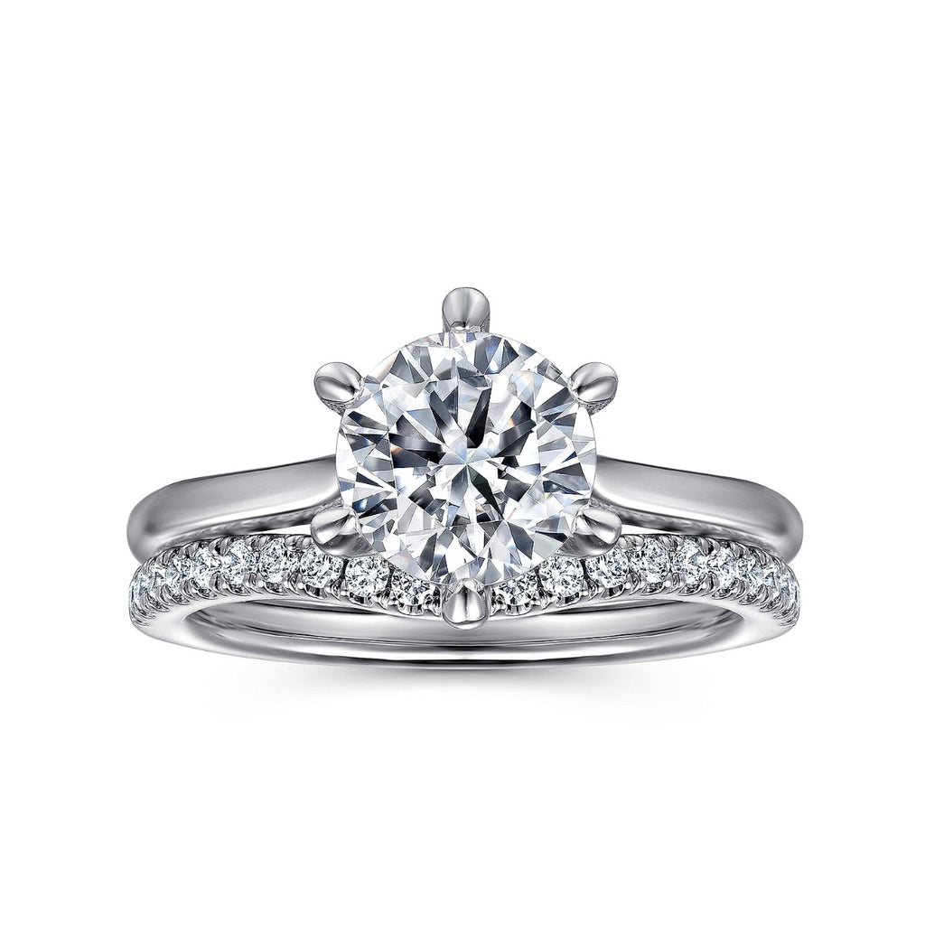 Anne - 14K White Gold Round Solitaire Semi-Mount Ring