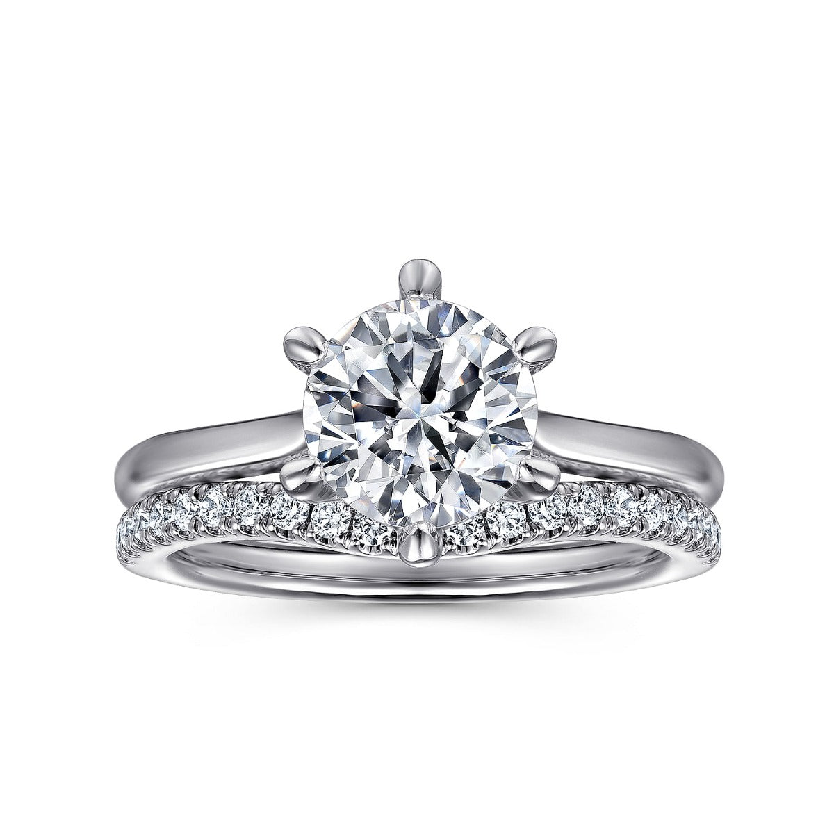 Anne - 14K White Gold Round Solitaire Semi-Mount Ring