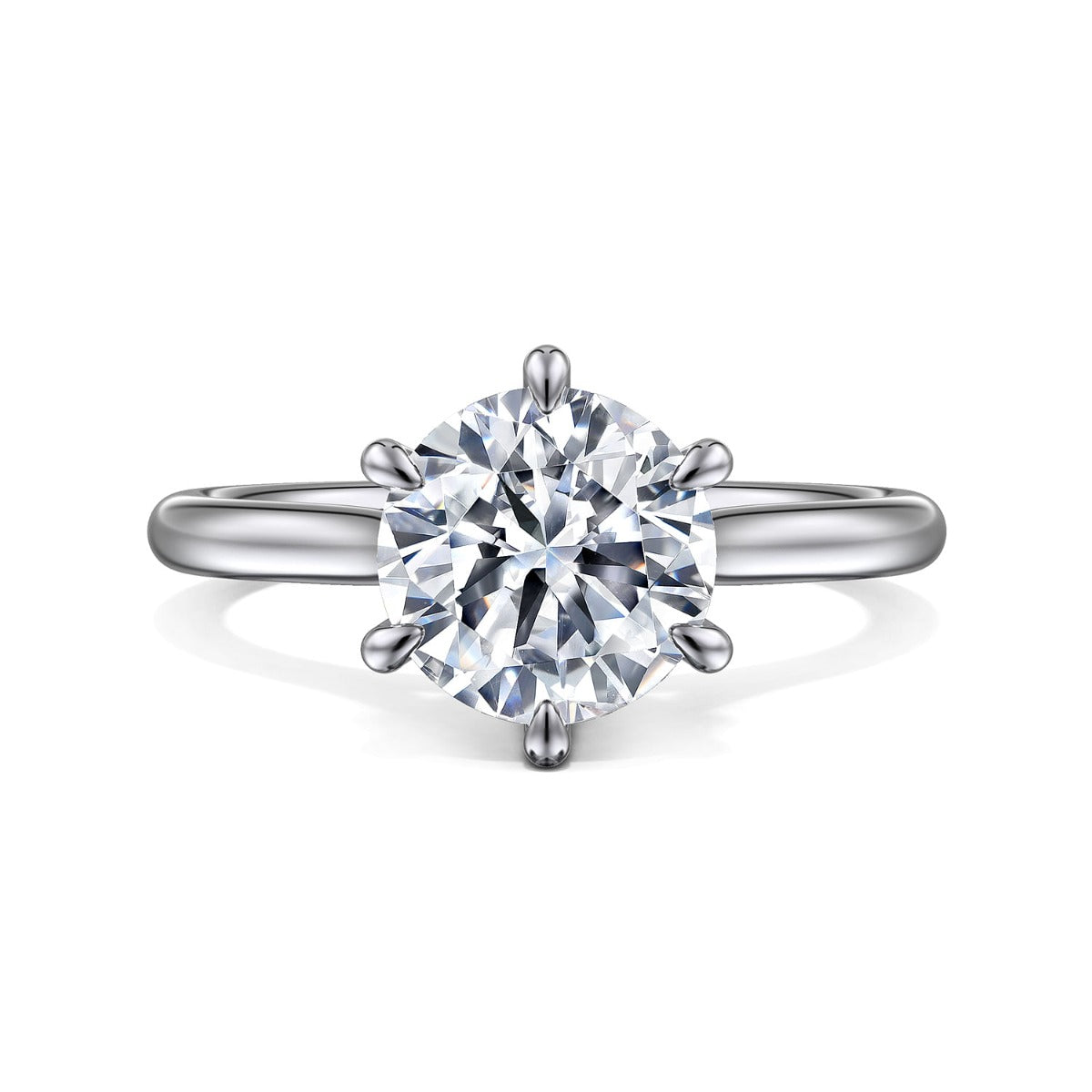 Aure - 14K White Gold Round Solitaire Semi-Mount Ring