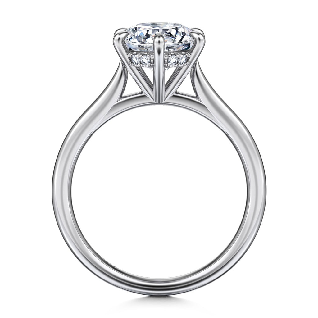 Aure - 14K White Gold Round Solitaire Semi-Mount Ring
