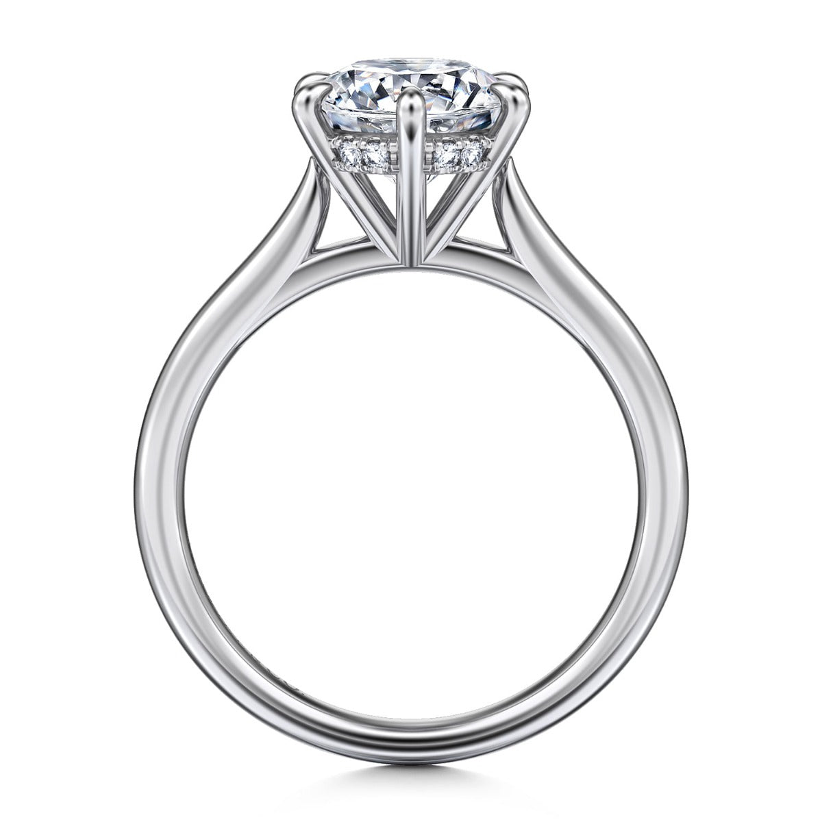 Aure - 14K White Gold Round Solitaire Semi-Mount Ring