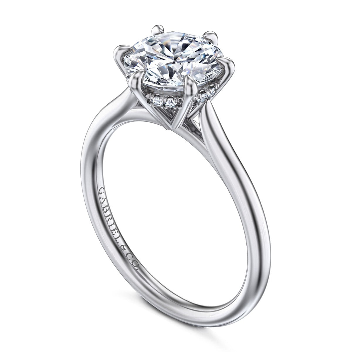Aure - 14K White Gold Round Solitaire Semi-Mount Ring