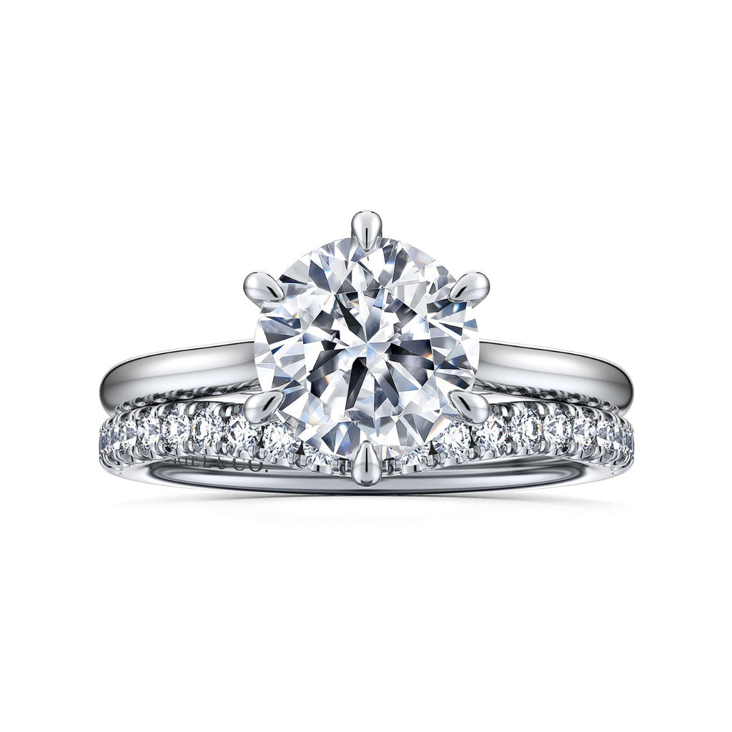 Aure - 14K White Gold Round Solitaire Semi-Mount Ring