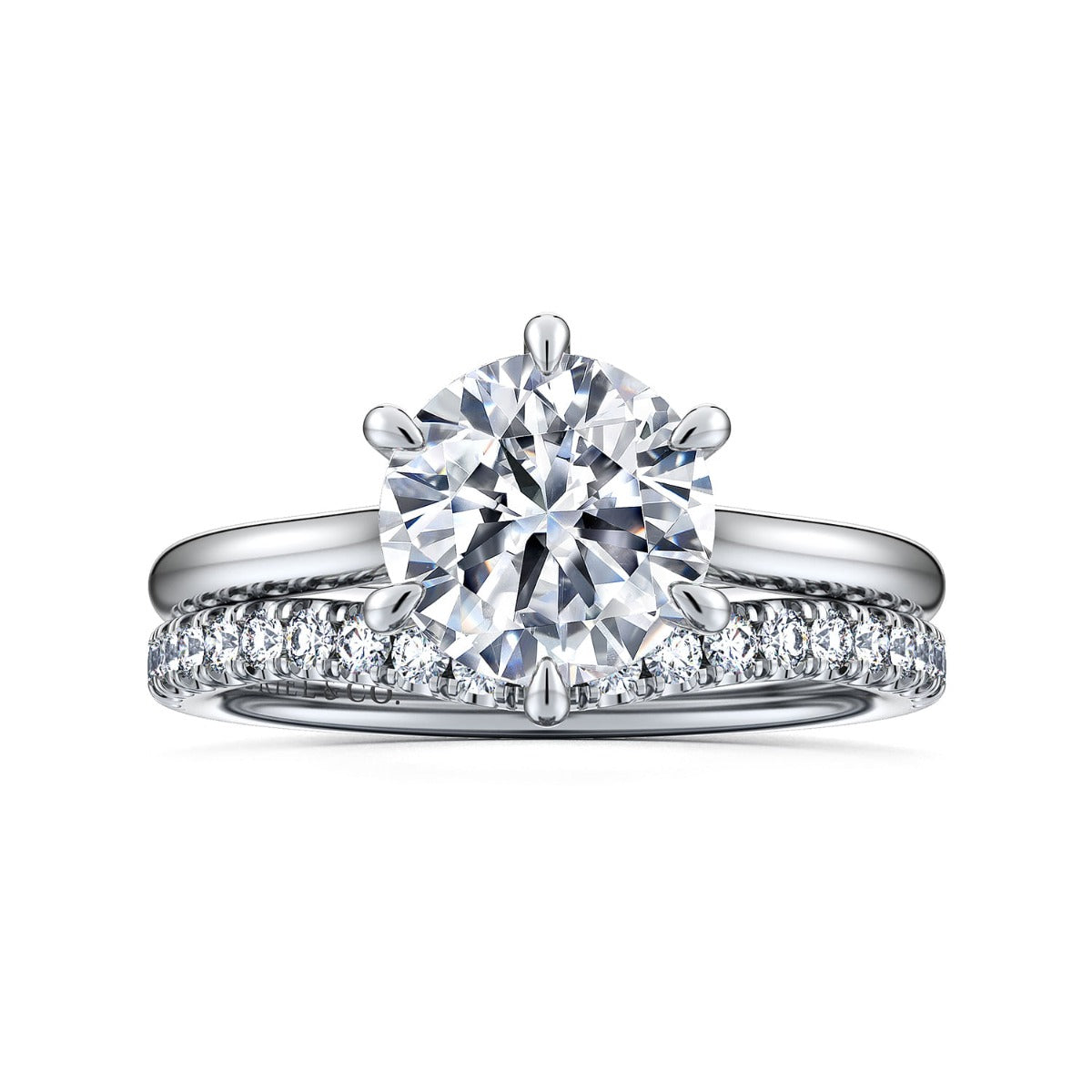 Aure - 14K White Gold Round Solitaire Semi-Mount Ring