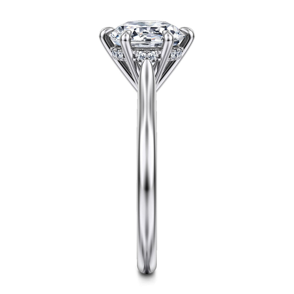 Aure - 14K White Gold Round Solitaire Semi-Mount Ring