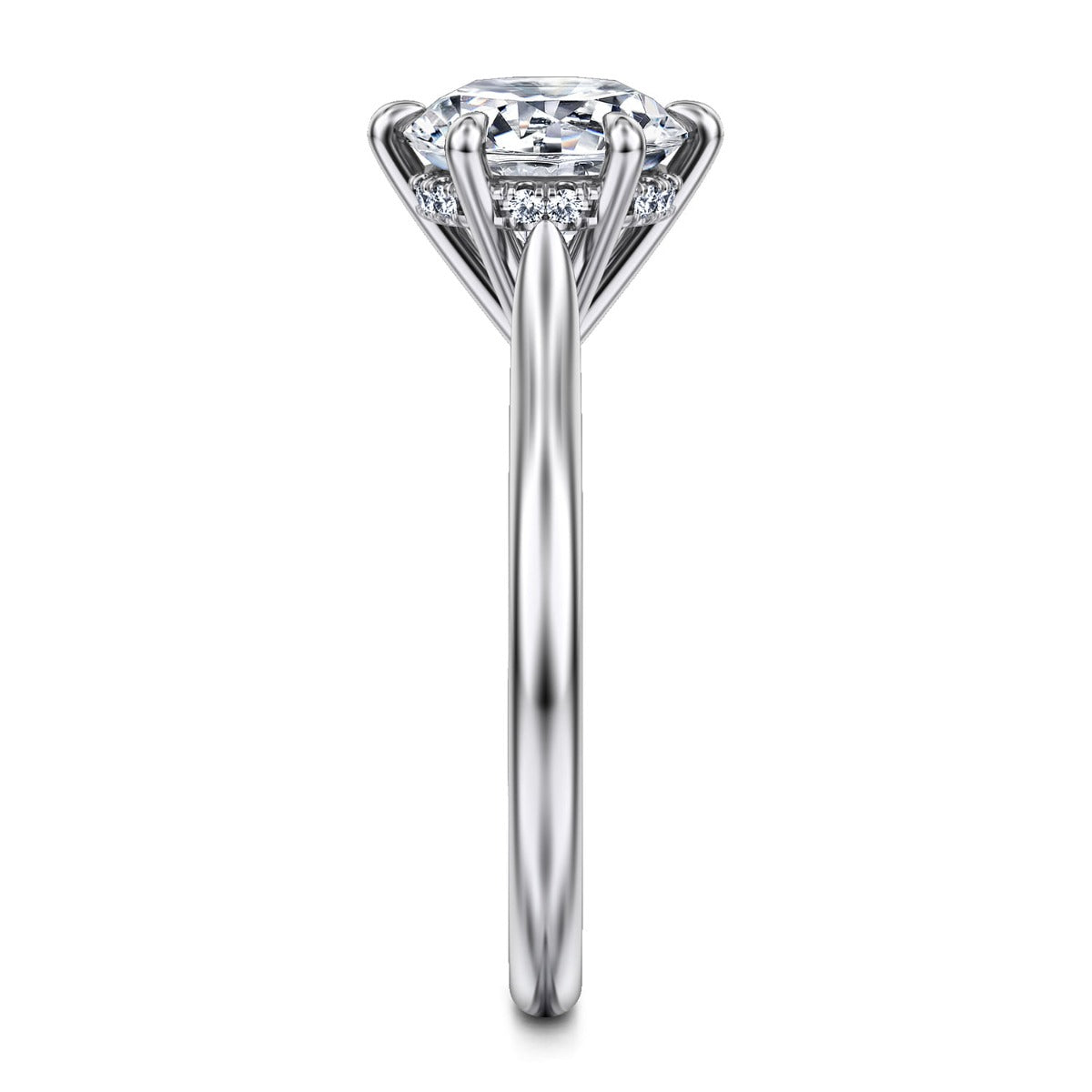 Aure - 14K White Gold Round Solitaire Semi-Mount Ring