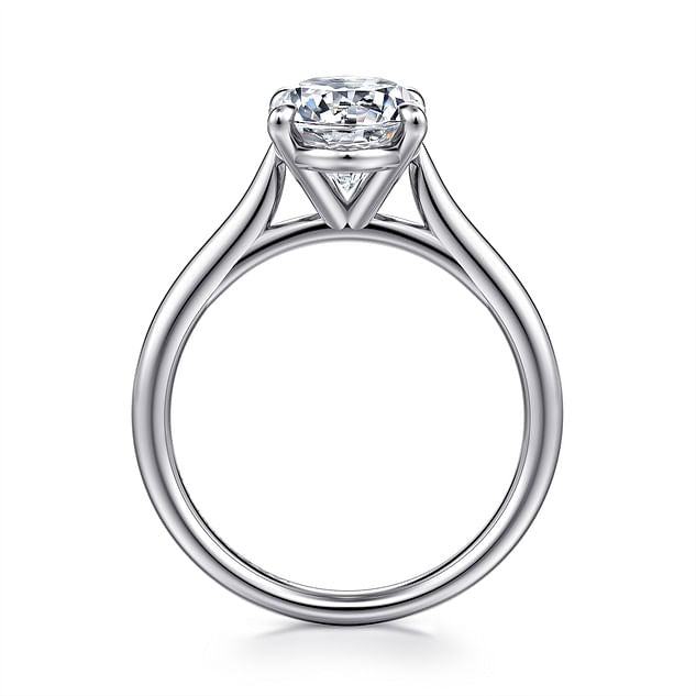 Bena - 14K White Gold Oval Solitaire Diamond Engagement Ring