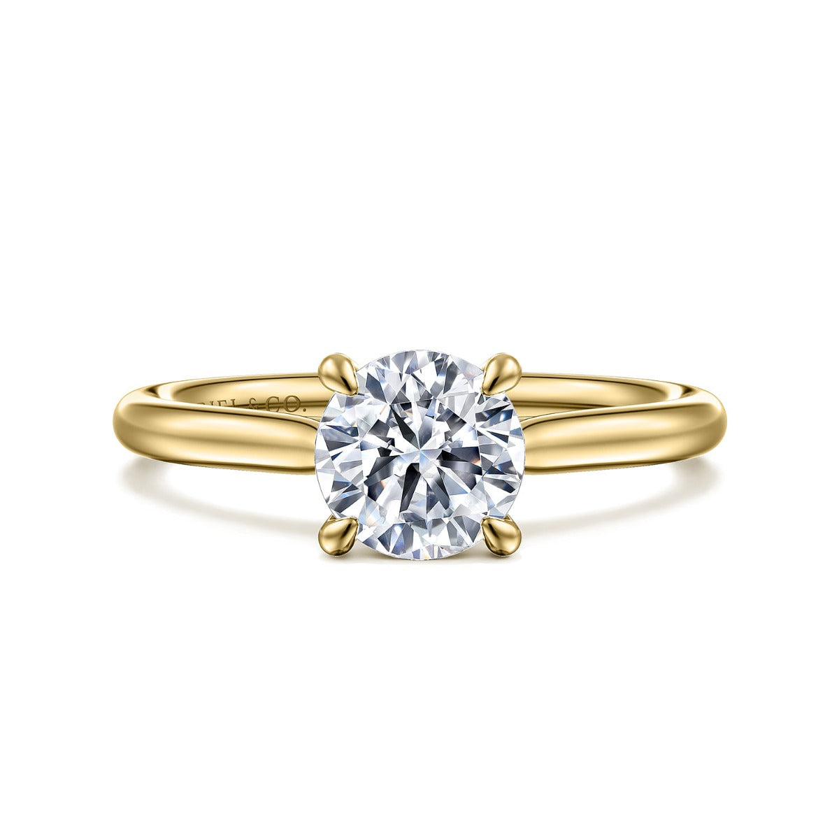 Bena - 14K Yellow Gold Round Solitaire Semi-Mount Ring