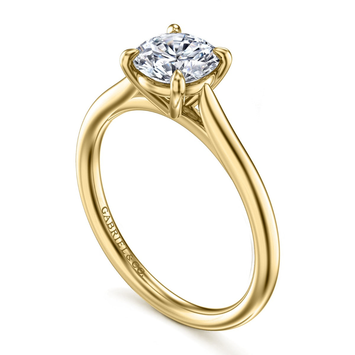 Bena - 14K Yellow Gold Round Solitaire Semi-Mount Ring