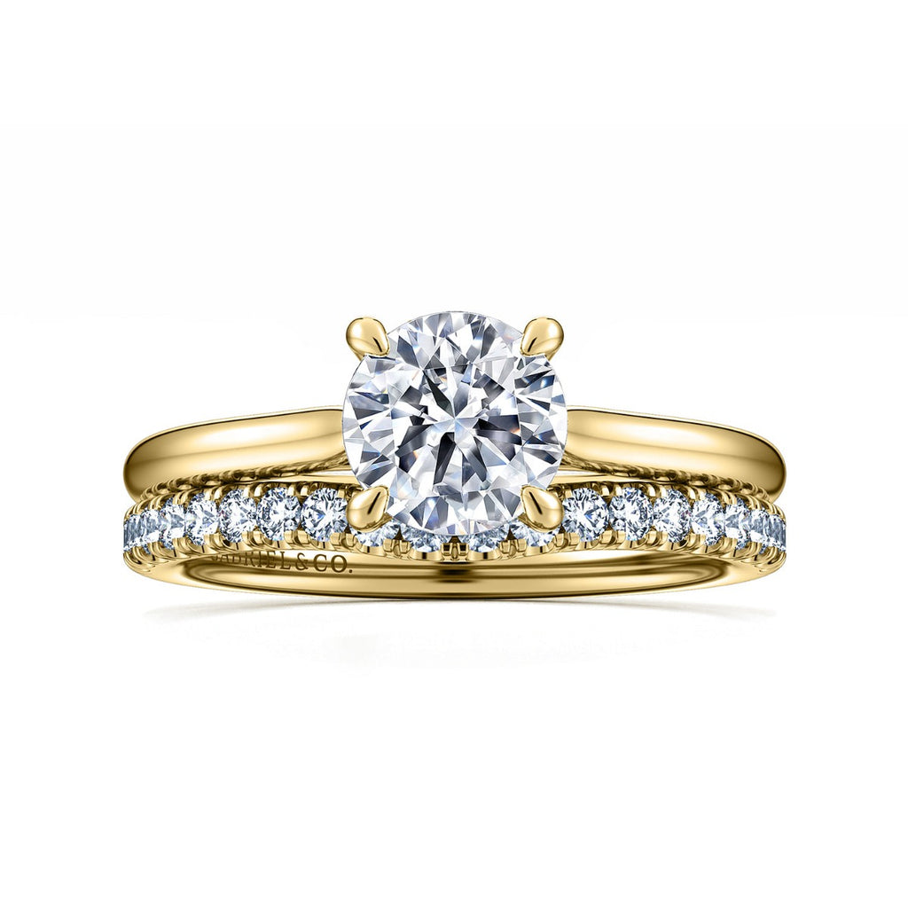 Bena - 14K Yellow Gold Round Solitaire Semi-Mount Ring