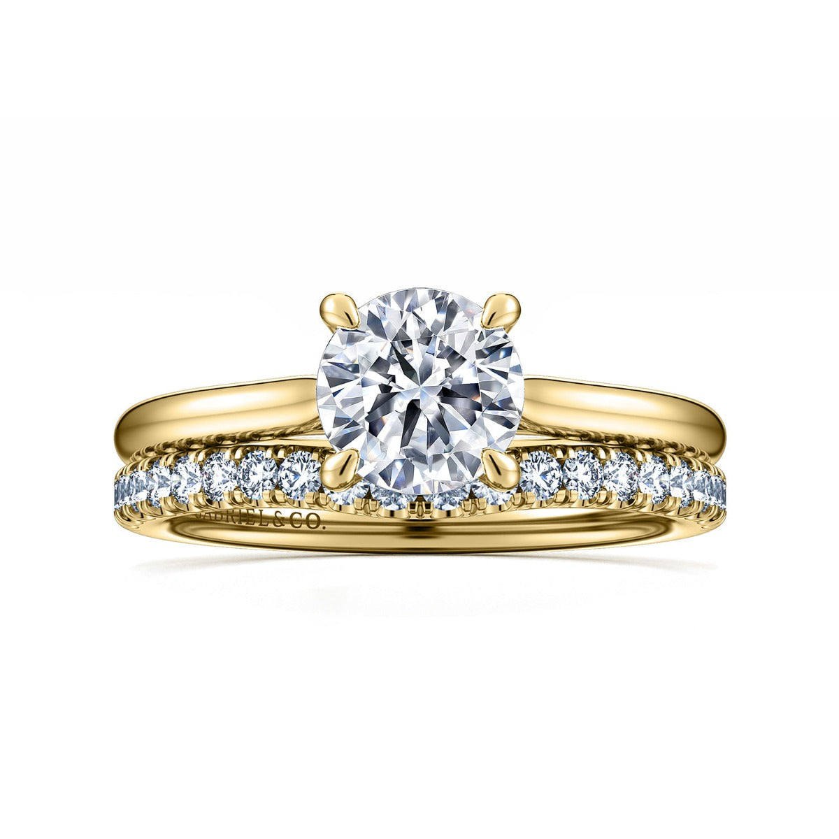 Bena - 14K Yellow Gold Round Solitaire Semi-Mount Ring