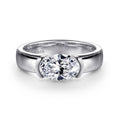 Bara - 14K White Gold Oval Diamond Semi-Mount Ring