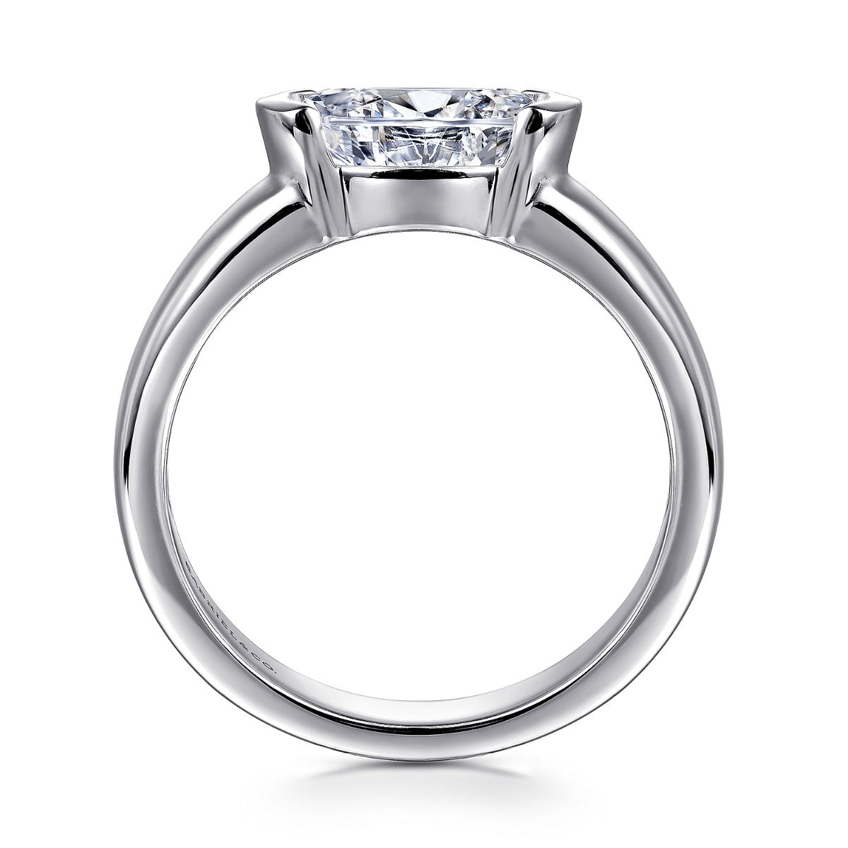 Bara - 14K White Gold Oval Diamond Semi-Mount Ring