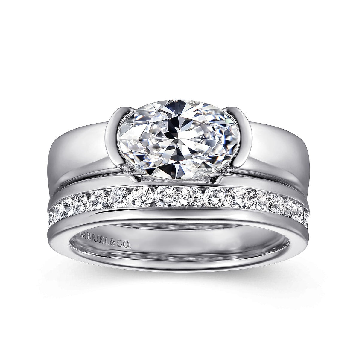 Bara - 14K White Gold Oval Diamond Semi-Mount Ring