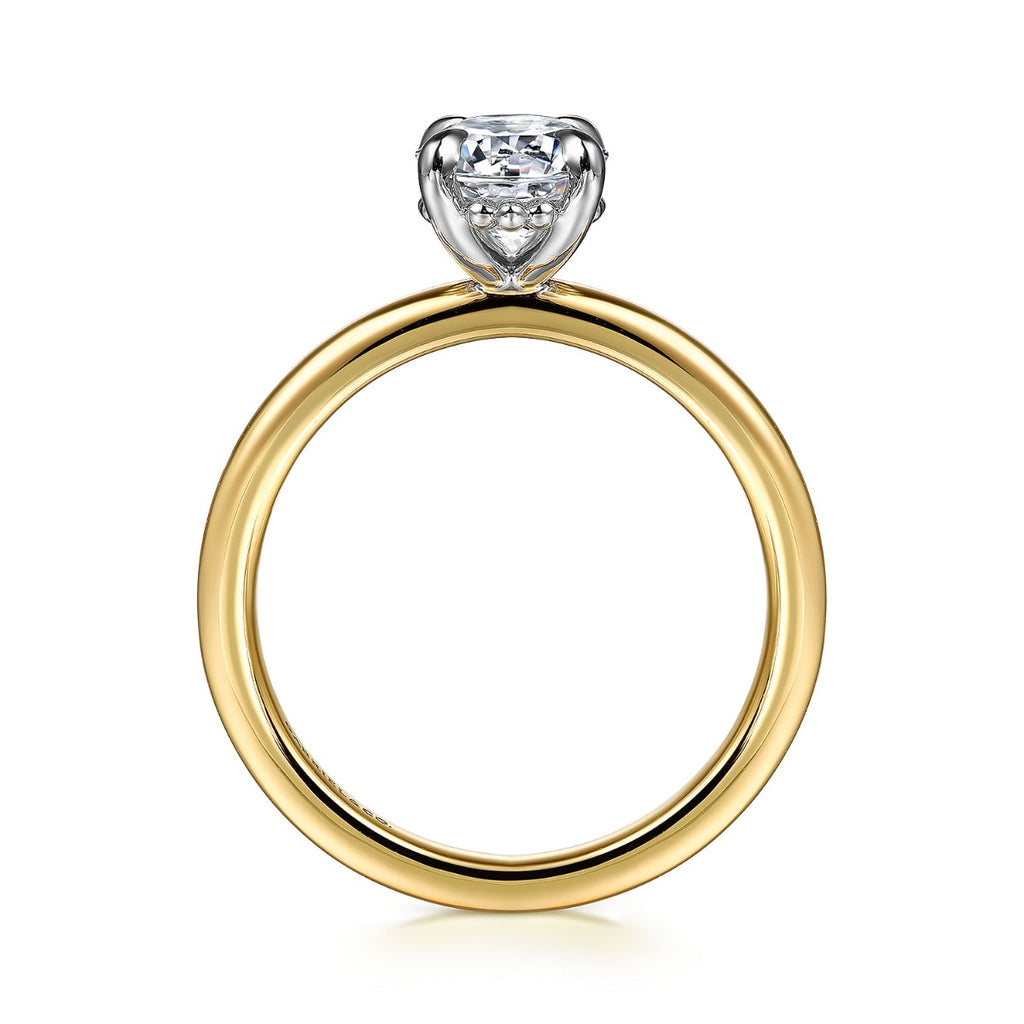 Grasey - 14K White-Yellow Gold Oval Diamond Engagement Ring