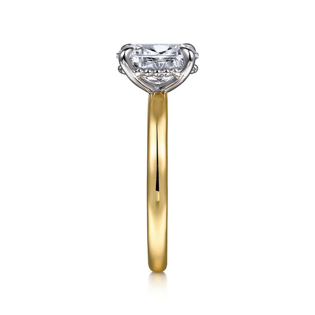 Grasey - 14K White-Yellow Gold Oval Diamond Engagement Ring