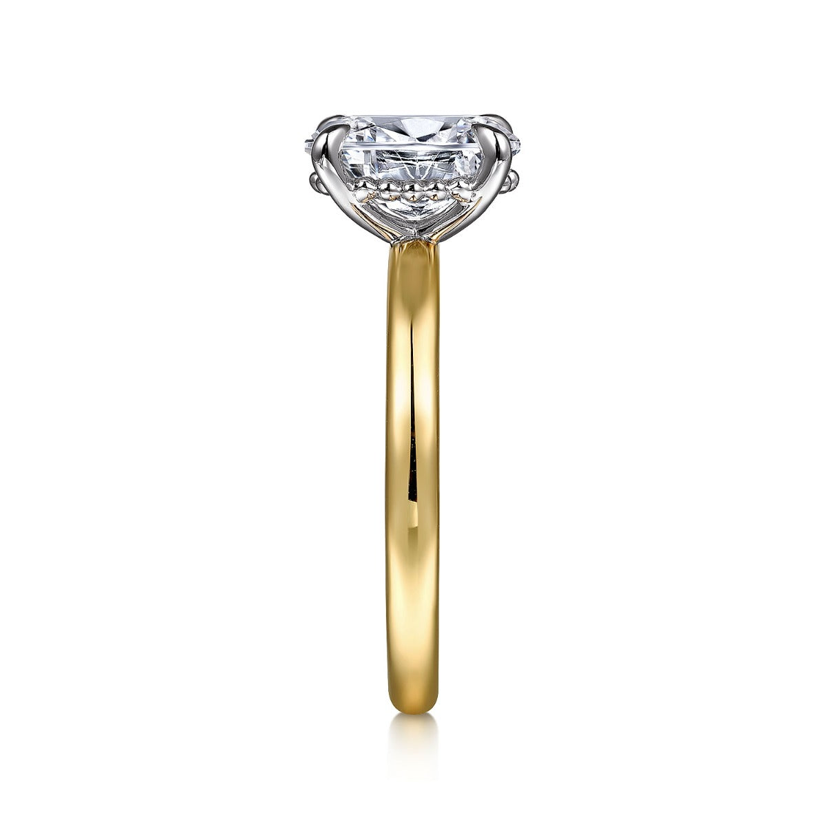 Grasey - 14K White-Yellow Gold Oval Diamond Engagement Ring