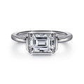 Linen - 14K White Gold Emerald Cut Semi-Mount Ring