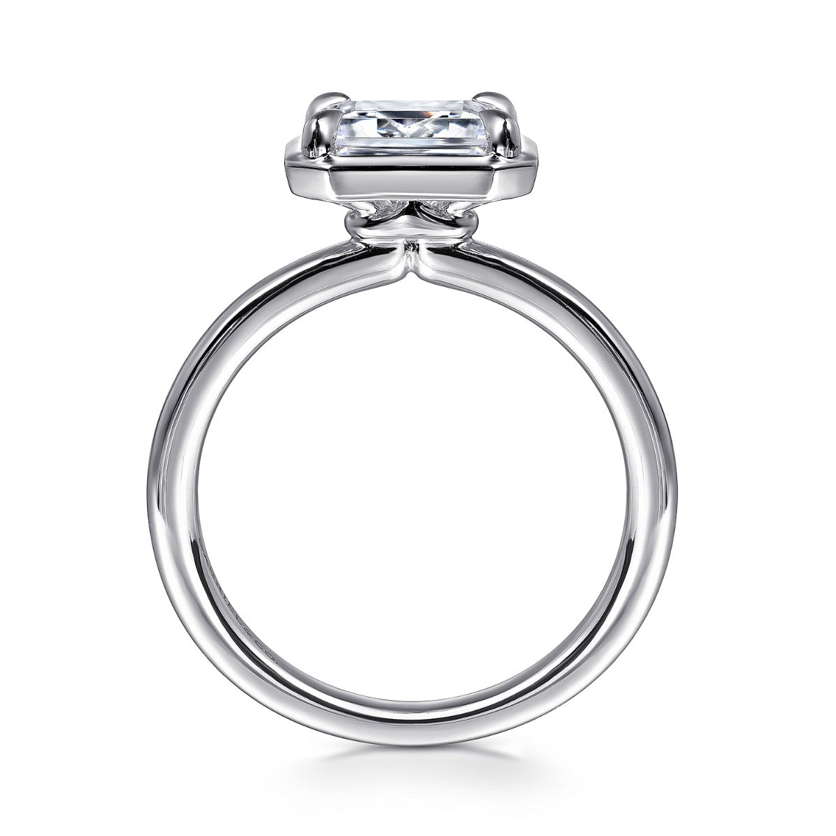 Linen - 14K White Gold Emerald Cut Semi-Mount Ring