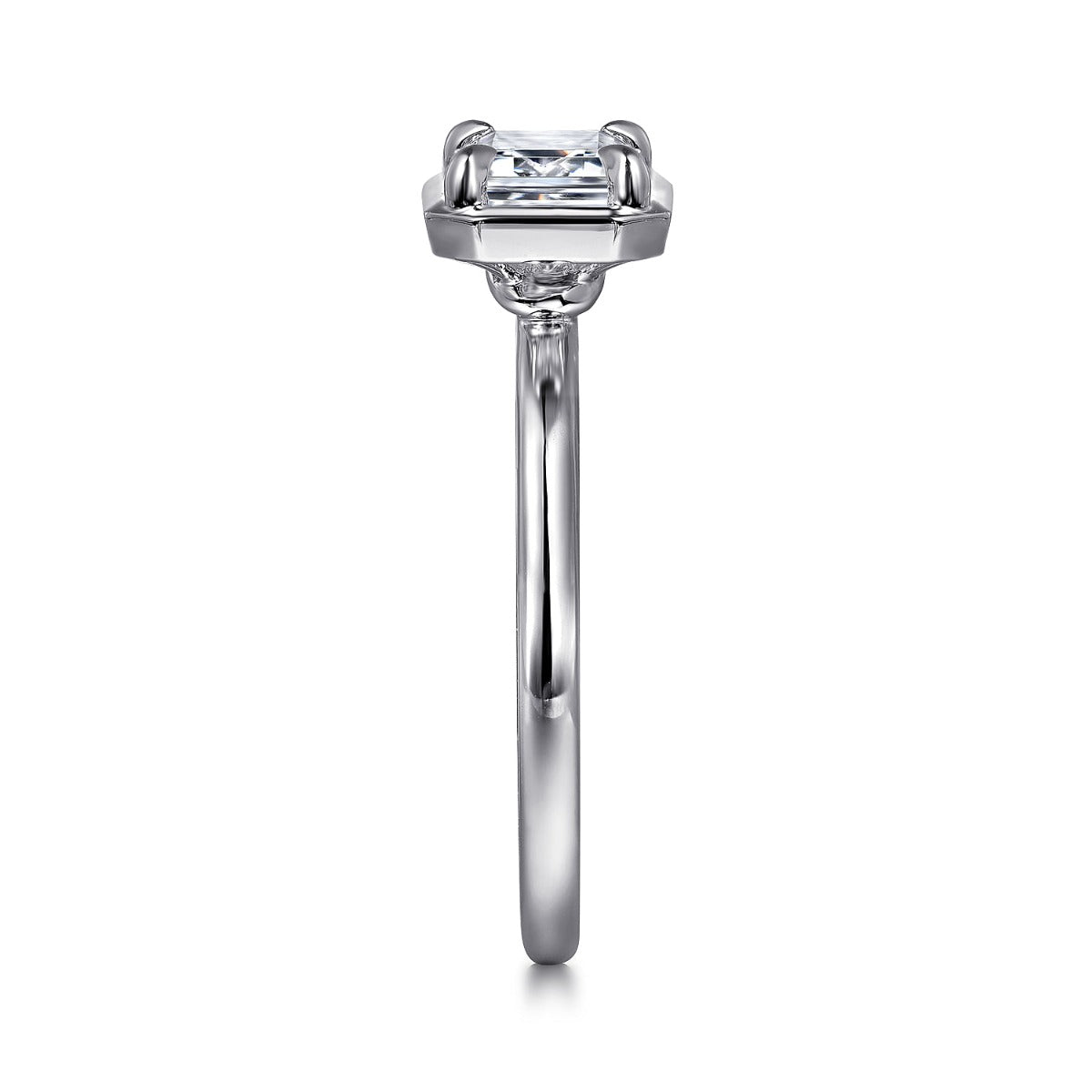 Linen - 14K White Gold Emerald Cut Semi-Mount Ring