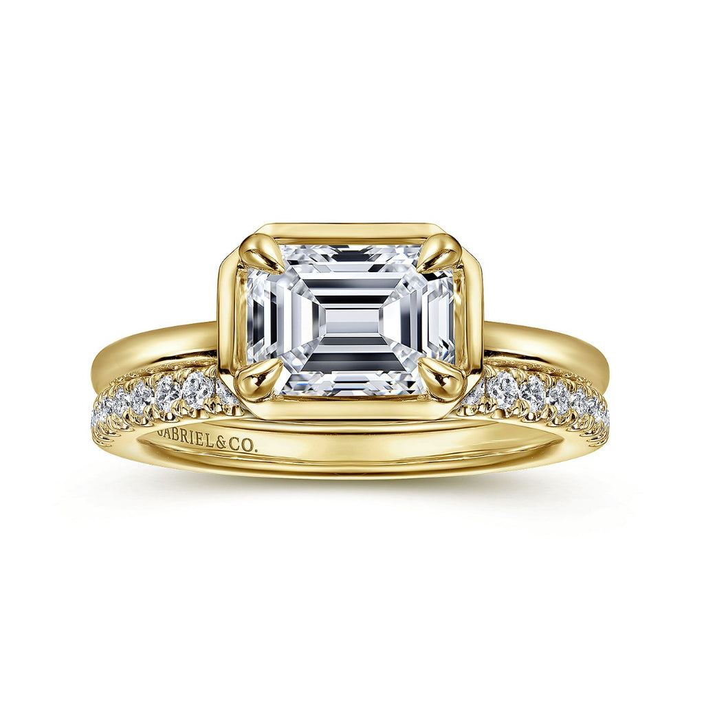Linen - 14K Yellow Gold Emerald Semi-Mount Ring