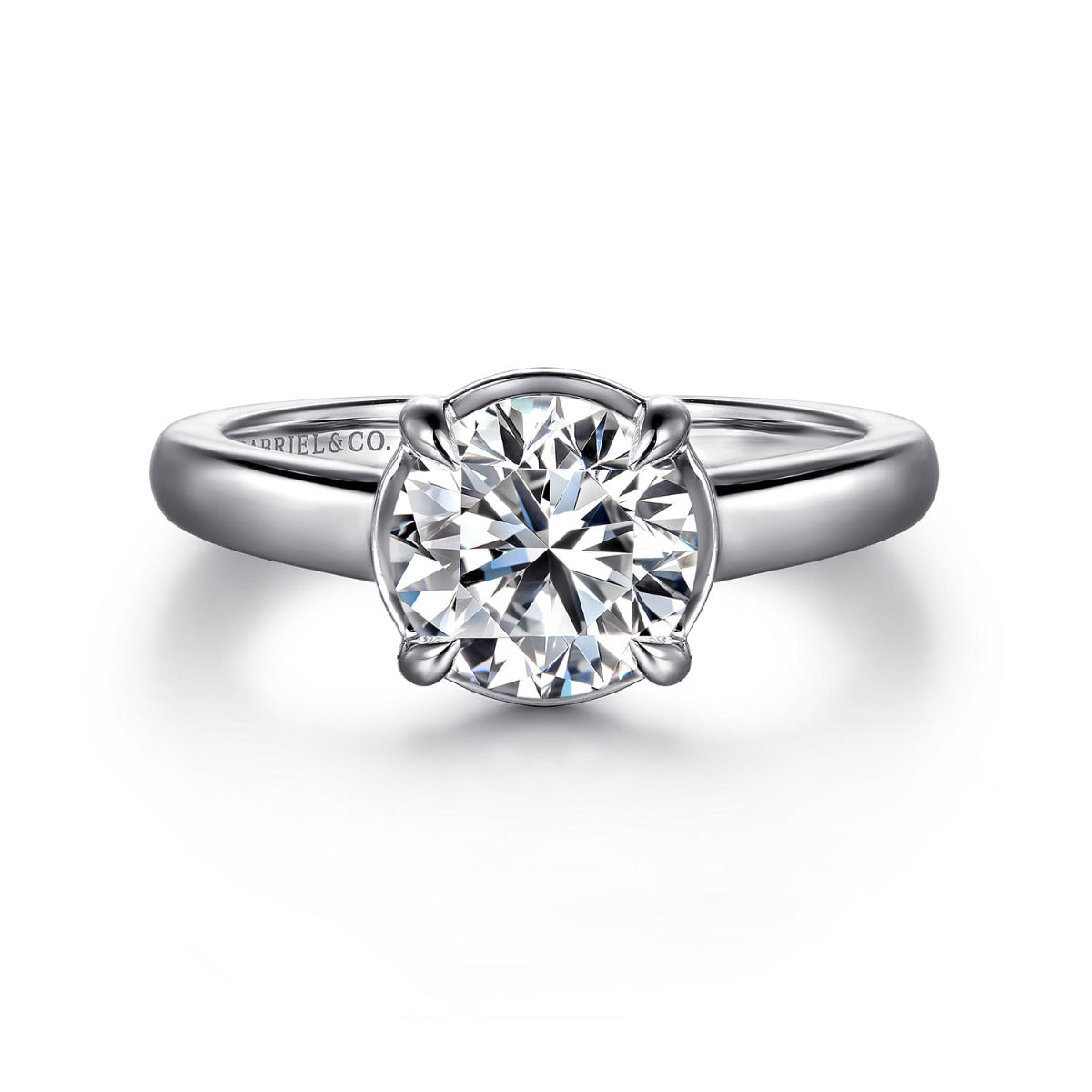 Geo - 14K White Gold Round Semi-Mount Ring