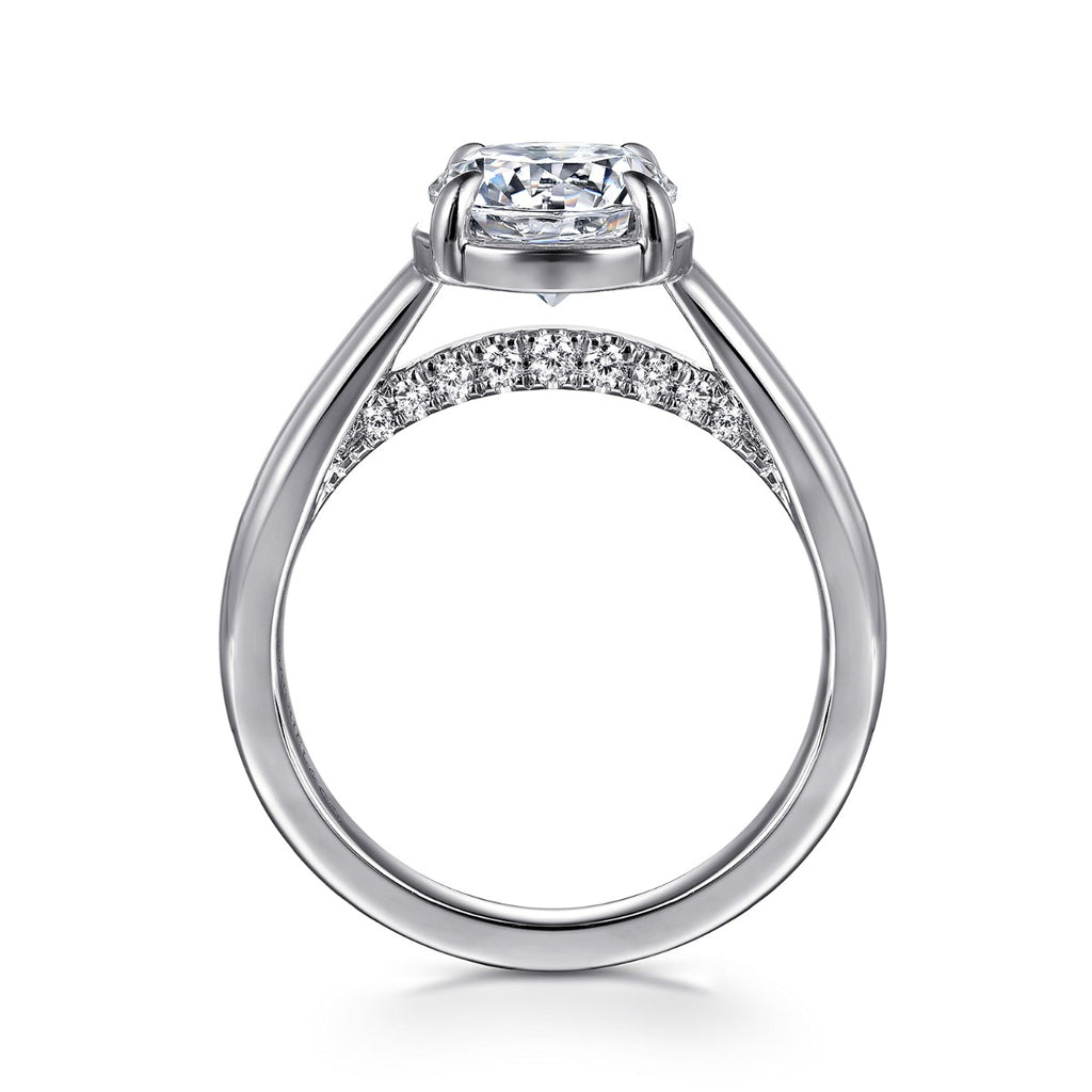 Geo - 14K White Gold Round Semi-Mount Ring