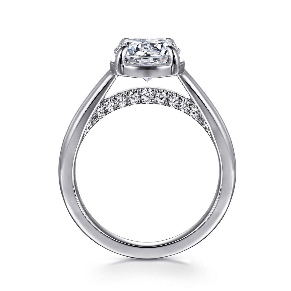 Geo - 14K White Gold Round Semi-Mount Ring