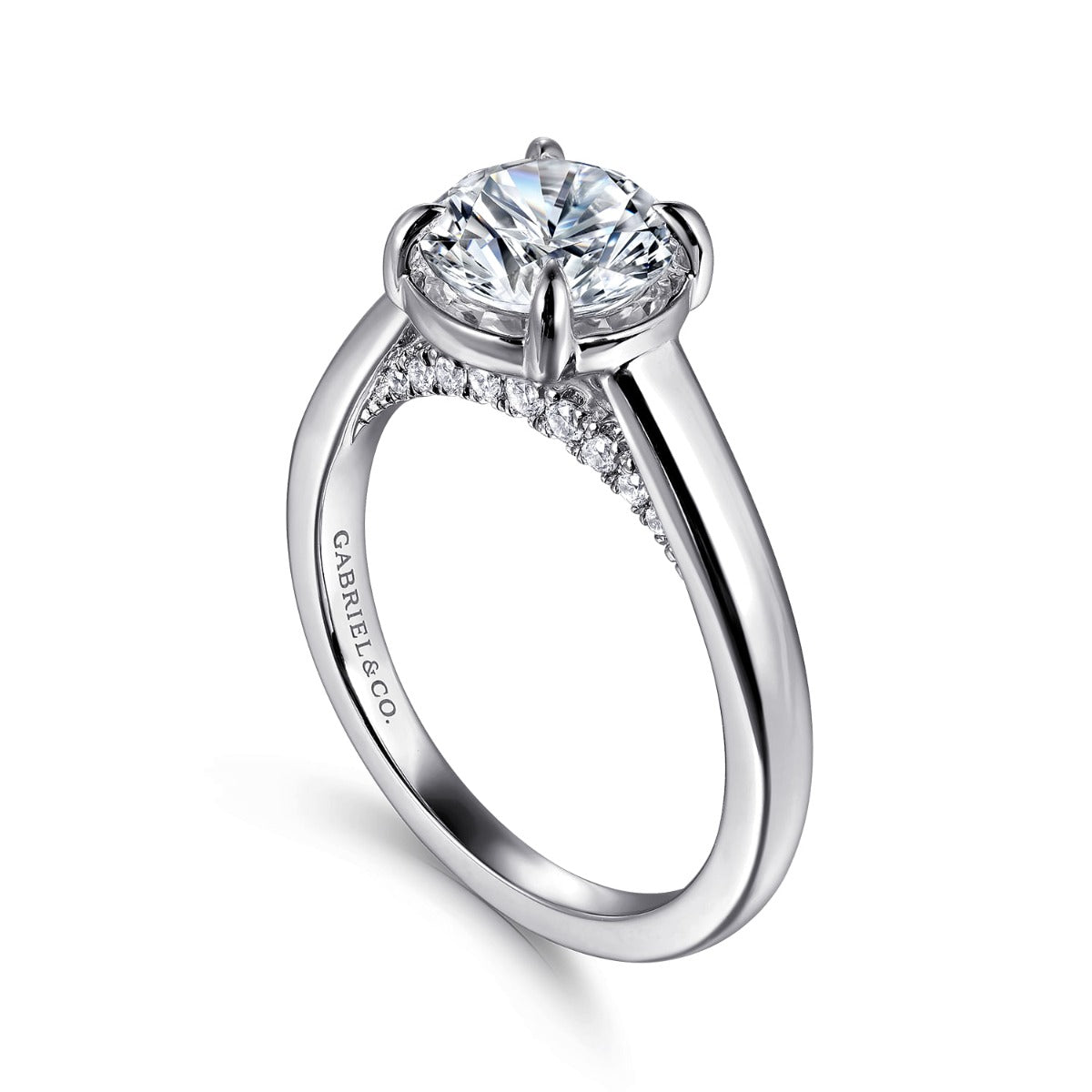 Geo - 14K White Gold Round Semi-Mount Ring