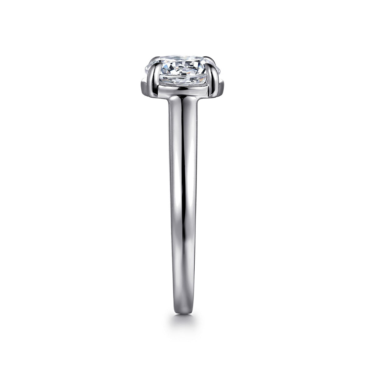 Geo - 14K White Gold Round Semi-Mount Ring