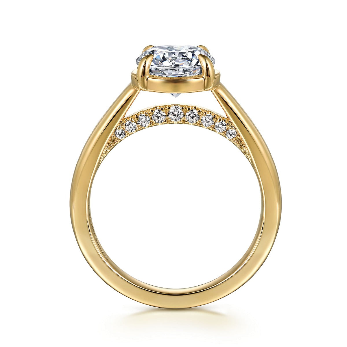 Geo - 14K Yellow Gold Round Semi-Mount Ring