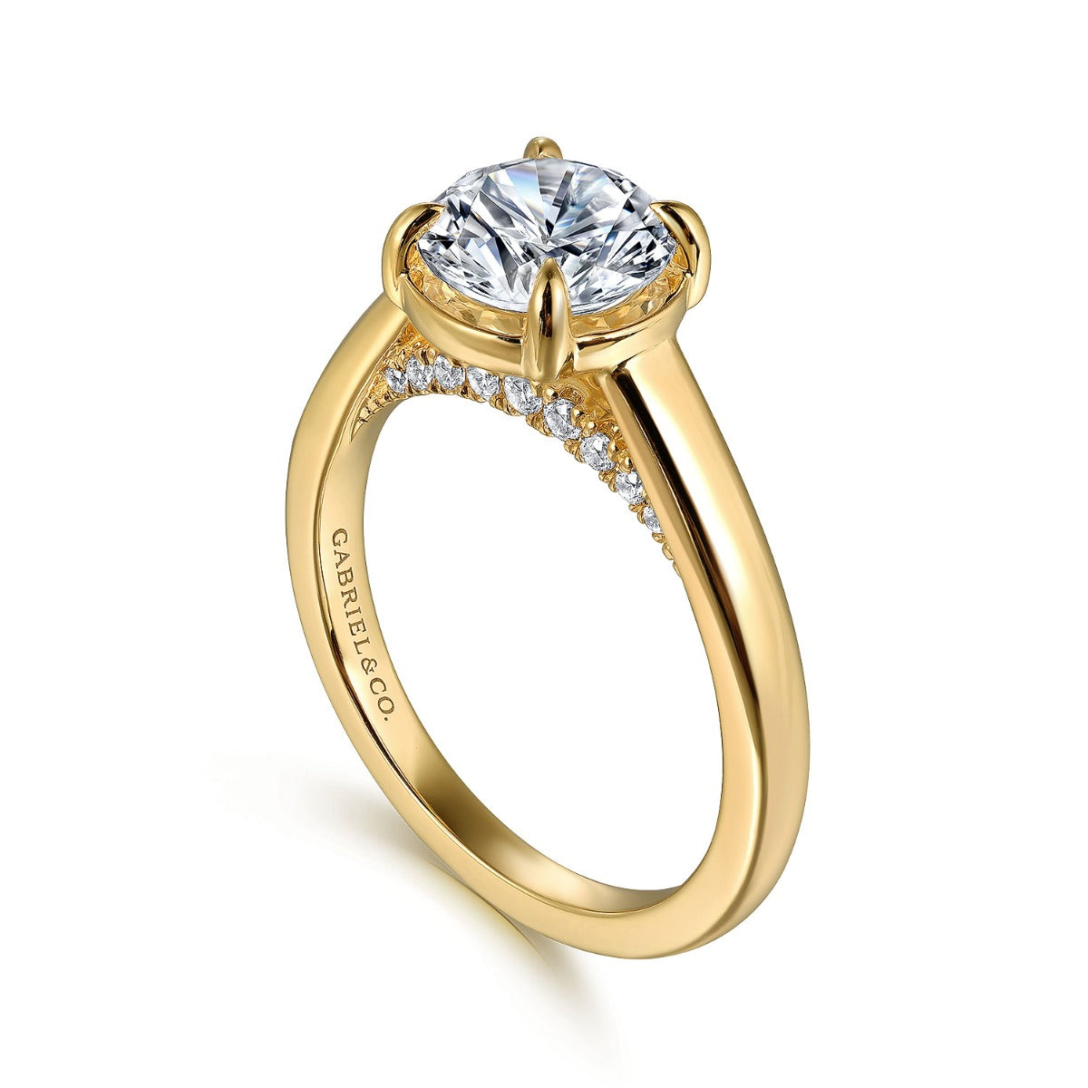 Geo - 14K Yellow Gold Round Semi-Mount Ring