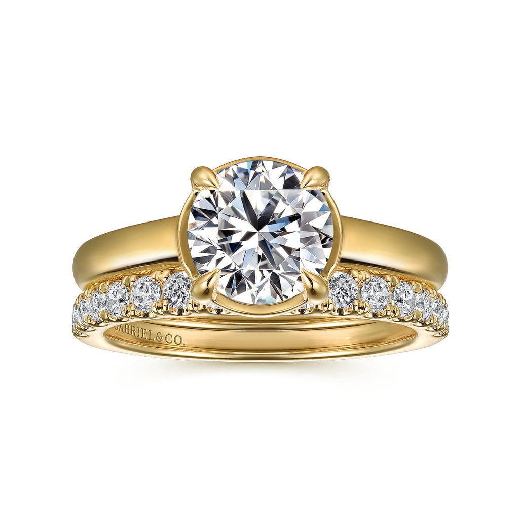 Geo - 14K Yellow Gold Round Semi-Mount Ring