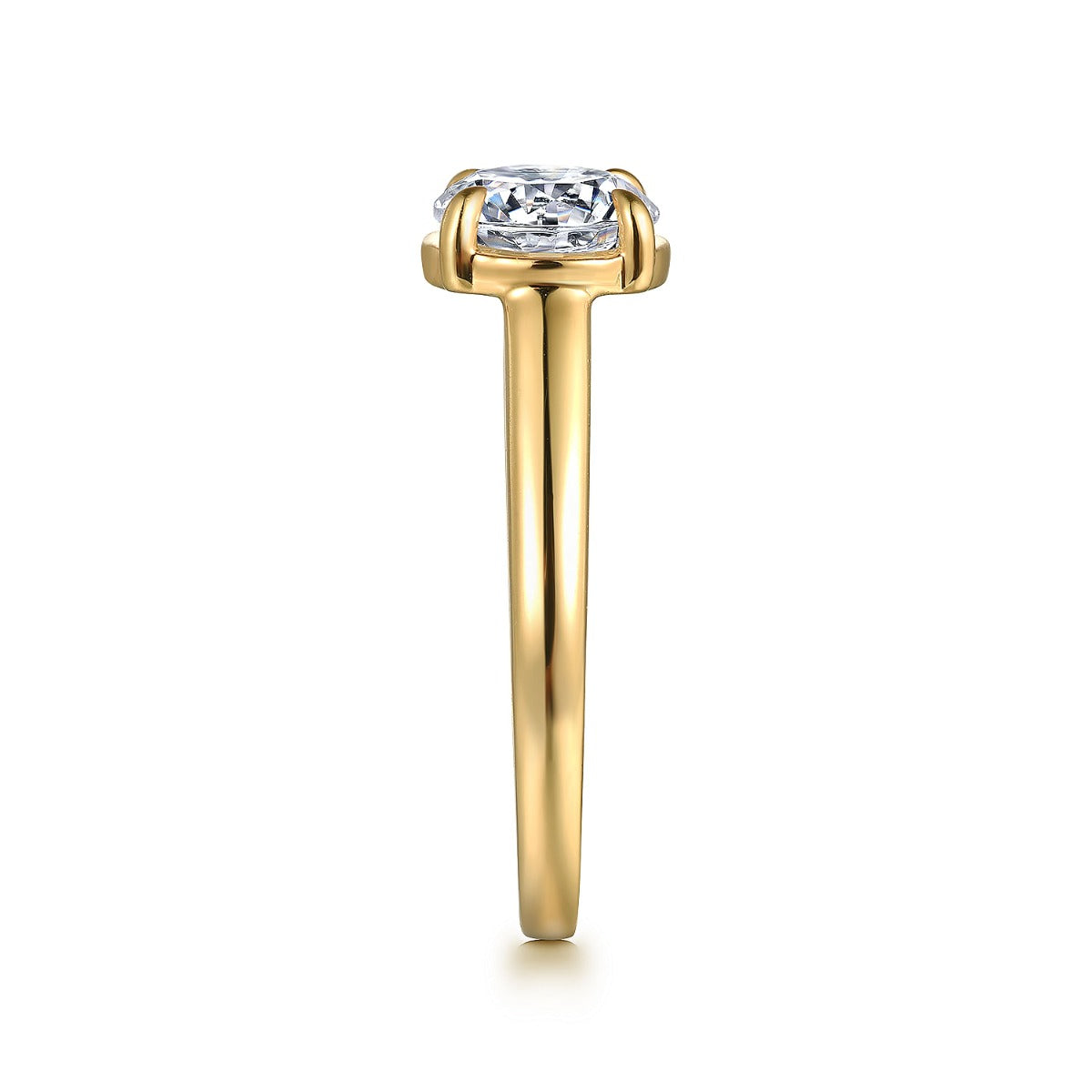Geo - 14K Yellow Gold Round Semi-Mount Ring