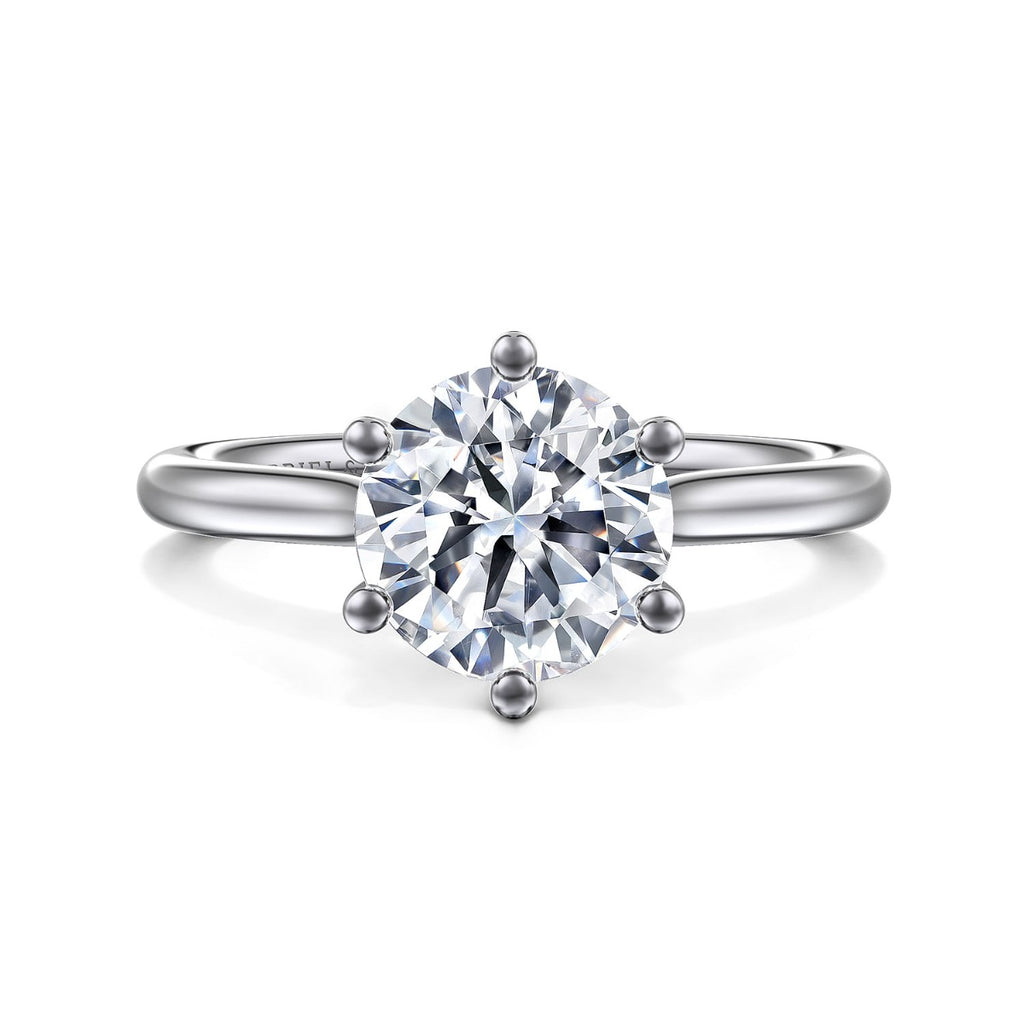 Aviva - 14K White Gold Round Solitaire Semi-Mount Ring