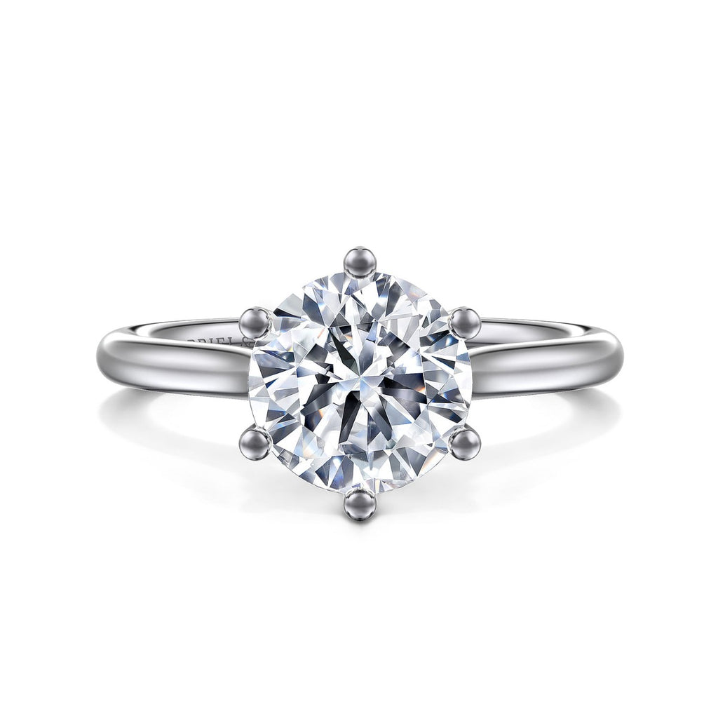 Brave - 14K White Gold Round Solitaire Semi-Mount Ring