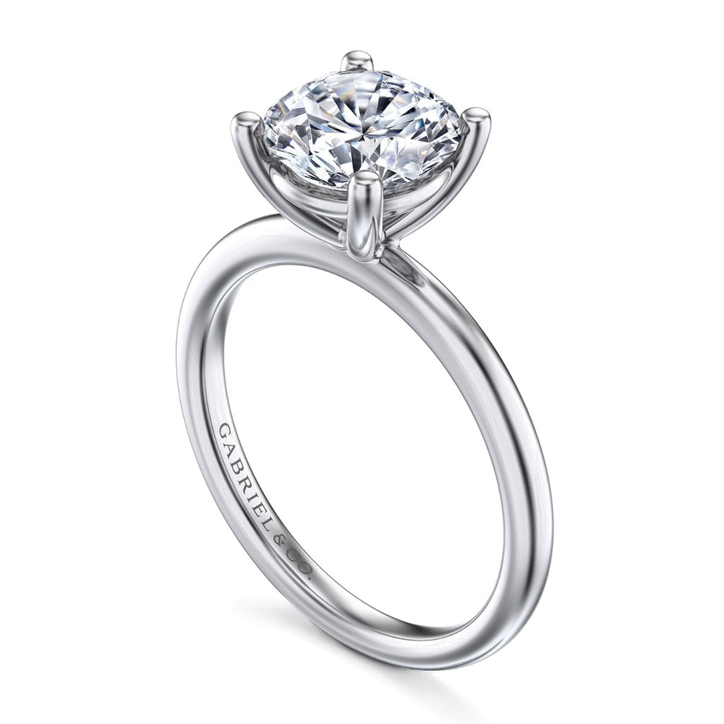 Ella - 14K White Gold Round Solitaire Semi-Mount Ring
