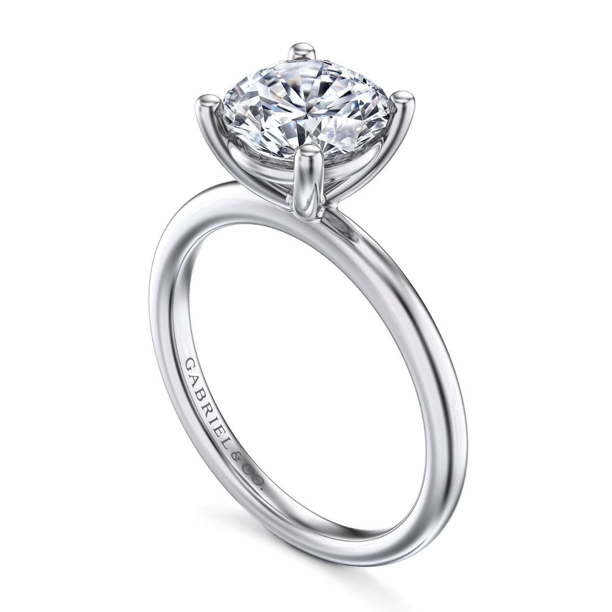 Ella - 14K White Gold Round Solitaire Semi-Mount Ring