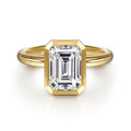 Linny - 14K Yellow Gold Emerald Cut Bezel Semi Mount Engagement Ring