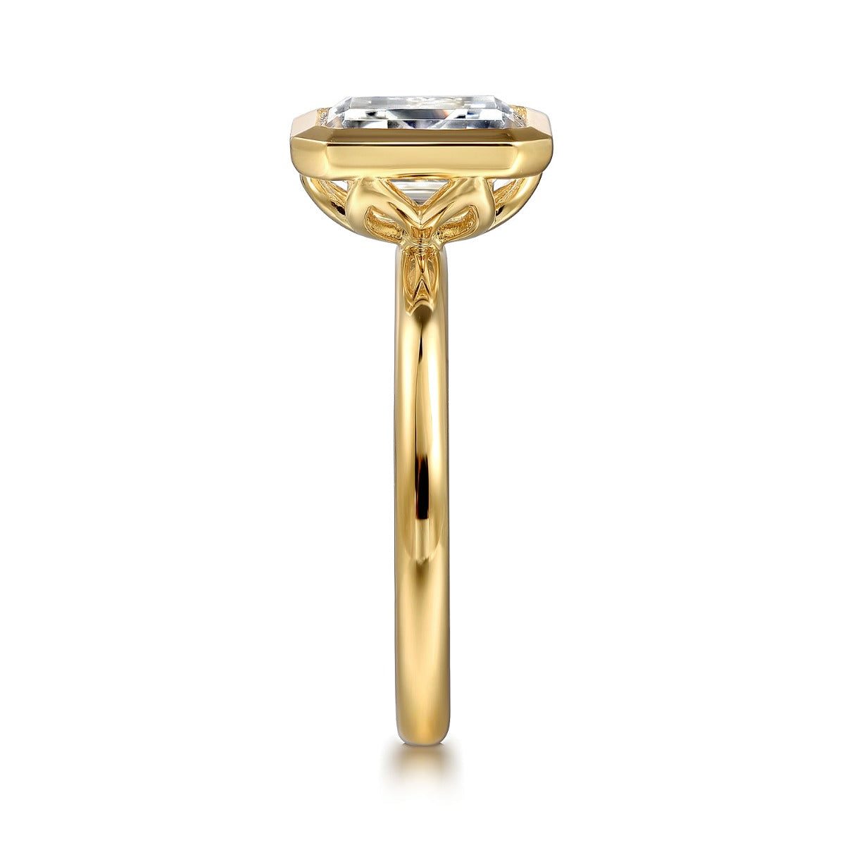 Linny - 14K Yellow Gold Emerald Cut Bezel Semi Mount Engagement Ring