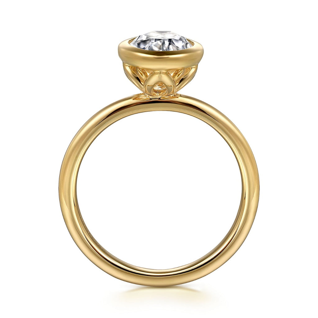 Linny - 14K Yellow Gold Oval Bezel Semi Mount Engagement Ring